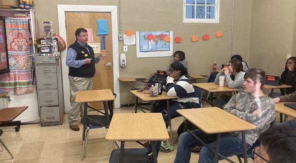 Deana Reno, Career Coach, welcomed Lane Bell from Mississippi Construction Education Foundation (MCEF).  He spoke to Ms. Greens CCR class about what MCEF is and what all they do. Mr. Bell explained what all goes into a construction project, the career paths that are 
available, and the average salary.  He also went over the scholarship that is offered.
